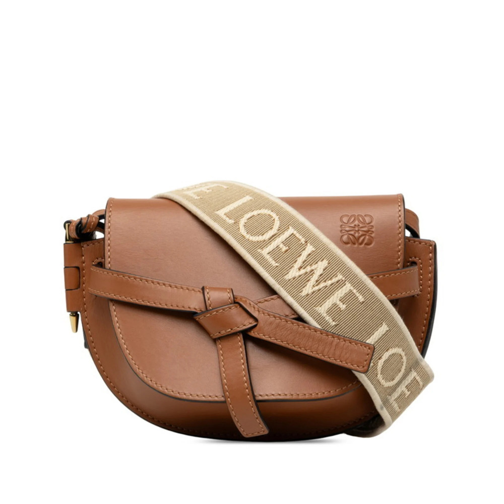 Loewe Gate Crossbody Shoulder Bag, Brown/Beige Leather, Women's LOEWE
